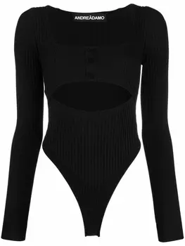 ANDREDAMO боди в рубчик, черный