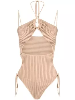 ANDREDAMO боди в рубчик, нейтральный цвет