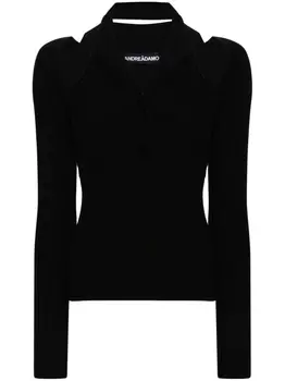 ANDREDAMO кардиган в рубчик, черный