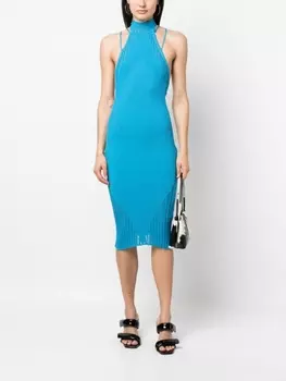 ANDREDAMO трикотажное платье миди с вырезом халтер, синий