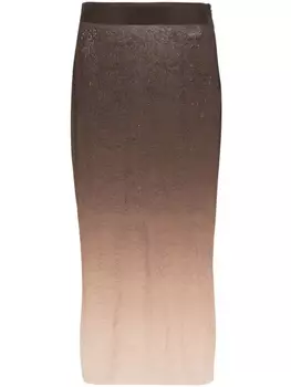 ANDREDAMO юбка миди со стразами, коричневый