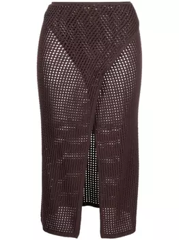 ANDREDAMO юбка миди в технике кроше, коричневый