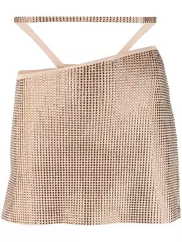 ANDREDAMO юбка мини со стразами, золотистый