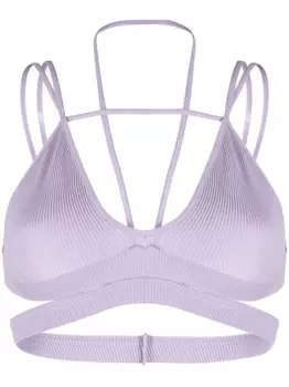 ANDREDAMO укороченный топ в рубчик с вырезами, фиолетовый