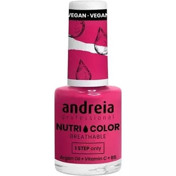 Андрея Профессиональный дышащий лак для ногтей NutriColor Веганский дизайн ногтей своими руками без применения жестокости со стойким глянцевым покрытием Цвет NC36 Ярко-розовый 10,5 мл Andreia