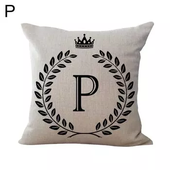 Английская буква Корона, льняная подушка, чехол для дивана-кровати, украшение для автомобиля, украшение-P Stuttg