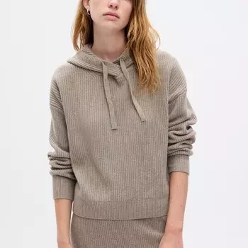 Английский ребристый свитер с капюшоном Gap, коричневый