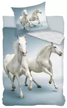 Animal Pictures Пододеяльник Paarden Белый 140 x 200 см - 70 x 90 см - Хлопок Javoli