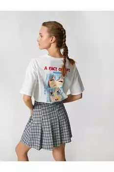 Аниме футболка Oversize с круглым вырезом и коротким рукавом Koton, экрю