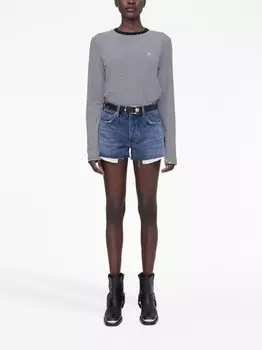 ANINE BING полосатый топ с вышитым логотипом, черный