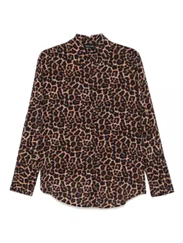 ANINE BING рубашка с леопардовым принтом, коричневый
