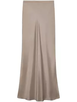 ANINE BING шелковая юбка макси с завышенной талией, нейтральный цвет