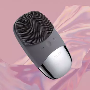 Anlan силиконовая мини звуковая щетка для лица серая, 1 шт.