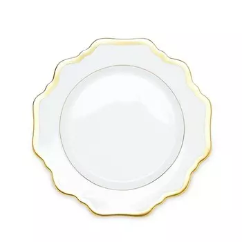 Anna Weatherley Антикварная белая тарелка с золотым хлебом и маслом, белый