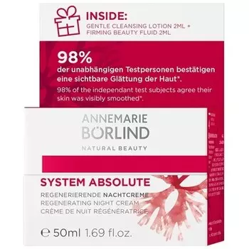Annemarie Borlind System Absolute Anti-Aging регенерирующий ночной крем 50 мл с бесплатным образцом 2x2 мл - Активирует выработку коллагена и эластина - Набор питательных, укрепляющих, регенерирующих ночных кремов Annemarie Brlind