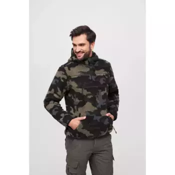 Анорак Brandit "Мужской рабочий пуловер Teddy Fleece Work Pullover" (1 шт.), с капюшоном, цвет Darkcamo