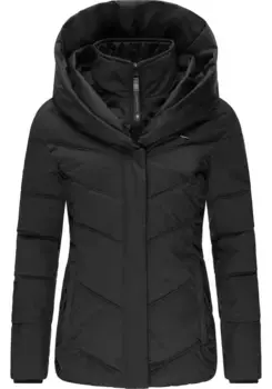 Анорак Ragwear "Natesa Intl.", с капюшоном, стильная зимняя куртка с V-образной стежкой и капюшоном, черный