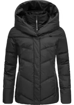 Анорак Ragwear "Natesa Intl.", с капюшоном, стильная зимняя куртка с V-образной стежкой и капюшоном, черный