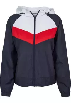 Анорак URBAN CLASSICS " Urban Classics Women's Ladies 3-Tone Windbreaker" (1 шт.), с капюшоном, белый