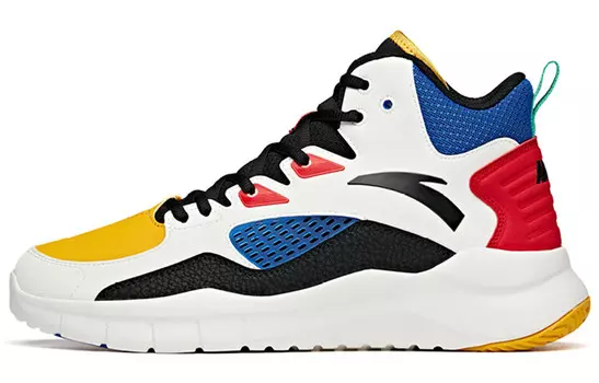ANTA Basketball Collection Vintage Basketball Shoes Men High-top Ivory White/black/university Red/blue/yellow