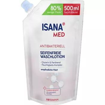 Антибактериальный сменный пакетик для моющего лосьона ISANA, 500 ml