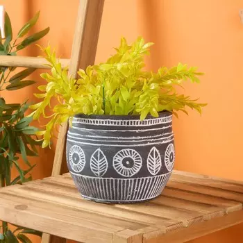 Античный бетонный цветочный горшок Objevi - черный - 17x15 см