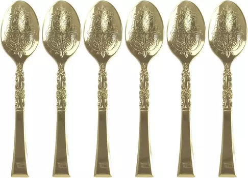 Антикварная кофейная ложка, позолоченная, набор из 6 шт., производство Япония Nagao, Golden