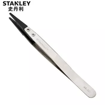 Антистатические пинцеты Stanley с широкой головкой, утолщенные пинцеты из нержавеющей стали длиной 130 мм, тонкий проволочный зажим 94-522-23