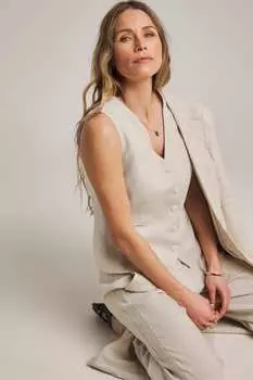 Антология льняного жилета NY Jd Williams, бежевый