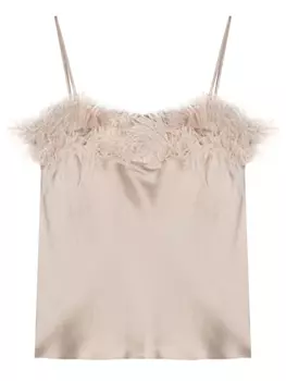 Antonelli атласный топ с перьями, нейтральный цвет