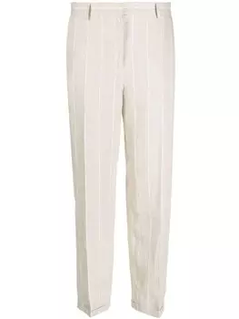 Antonelli полосатые льняные брюки прямого кроя, серый