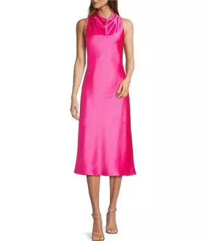 Antonio Melani Морское атласное платье-комбинация с бретелькой на шее, розовый