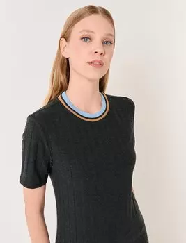 Антрацитовая блузка на бретельках с круглым вырезом и короткими рукавами Jimmy Key