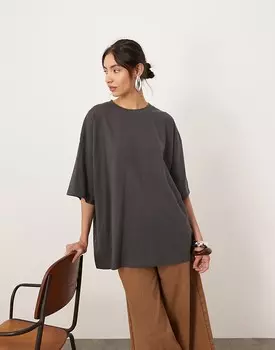 Антрацитовая футболка oversize премиум-класса ASOS EDITION