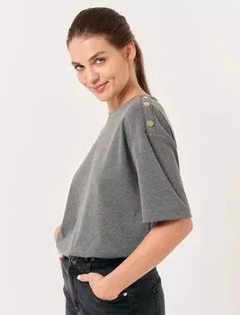 Антрацитовая футболка с короткими рукавами и деталями на плечах Jimmy Key