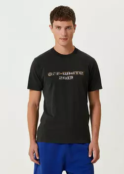 Антрацитовая футболка с логотипом Off-White