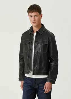 Антрацитовая кожаная рубашка Zadig&Voltaire