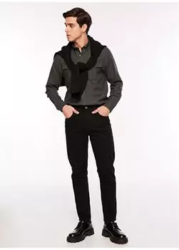 Антрацитовая мужская однотонная рубашка стандартного кроя FC3WM-GML319 Fabrika Comfort, антрацитовый