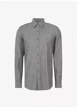 Антрацитовая мужская рубашка узкого кроя с воротником на пуговицах BBFW23MSH019 Brooks Brothers, антрацитовый