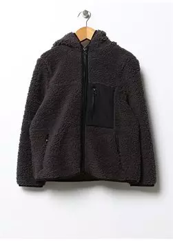 Антрацитовое однотонное пальто с капюшоном и длинными рукавами для мальчиков PR-201 Funky Rocks, антрацитовый