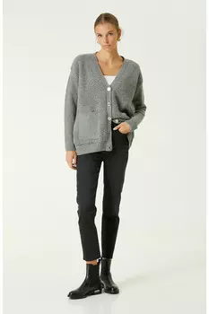 Антрацитовые джинсовые брюки с высокой талией Network, серый