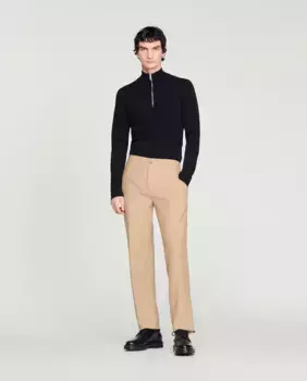 Антрацитовые трикотажные мужские брюки Sandro, бежевый