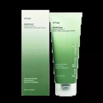 Anua, Heartleaf Quercetinol Pore Deep Cleansing Foam — Глубоко очищающая пенка для лица, 150 мл