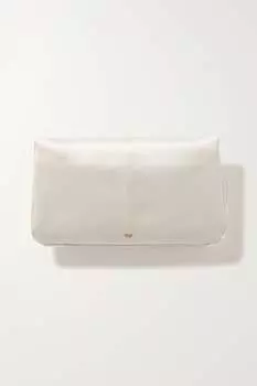 ANYA HINDMARCH Атласный клатч с бахромой и бантом, слоновая кость