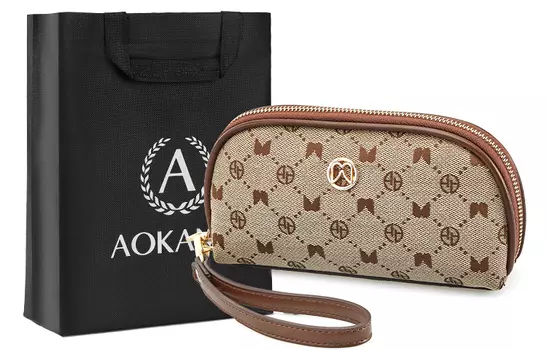 AOKANG Женский клатч, Бежевый/Черное дерево