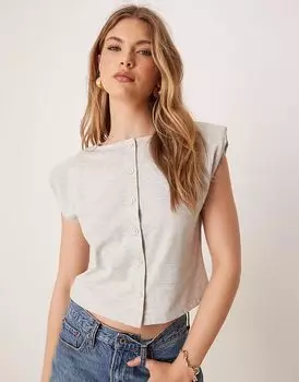 AOS DESIGN пуговицы через рукава майка с подкладкой серого меланжевого цвета ASOS DESIGN