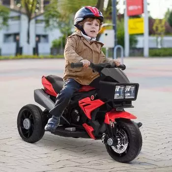 Aosom 6V детский мотоцикл для бездорожья, электрический аккумуляторный велосипед для езды на игрушке, внедорожный уличный велосипед с музыкальным звуковым сигналом и фарами, мотоцикл для девочек и мальчиков, красный Aosom, красный