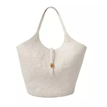 APEDE MOD Сумка-корзина для сада из коровьей кожи, сумка-шоппер, сумка для покупок, женская сумка большого размера цвета слоновой кости