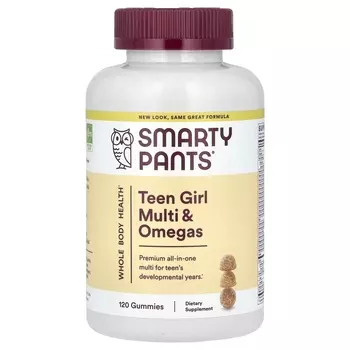 Апельсиновая смесь SmartyPants Teen Girl Multi & Omegas ягод и лимона, 120 жевательных конфет