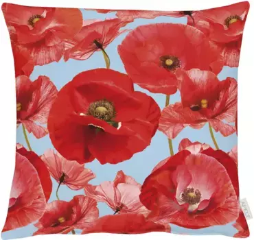 АПЕЛЬТ декоративная подушка "7702", с цветами мака, чехол без наполнения, 1 шт APELT 40х40 см, красный/синий/белый